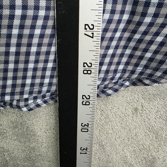 Mens Chaps Navy & White Gingham Check Shirt Button Down Pocket Cotton Blend M - Picture 8 of 9